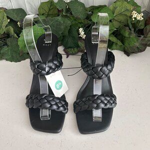 A New Day Black Braided Strap Heeled Sandals Size 8.5